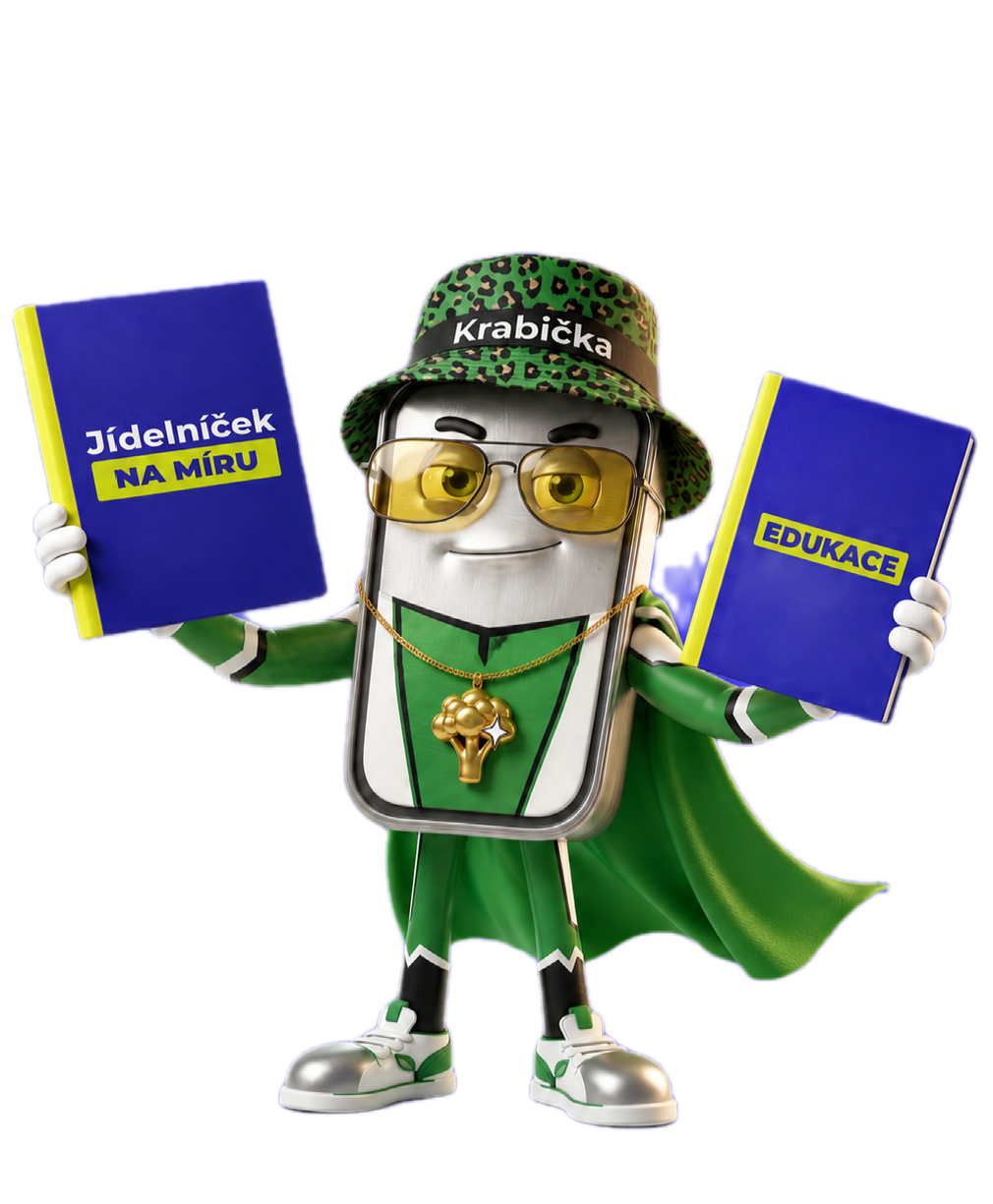Maskot Pan Krabička s Jídelníčkem EDUKACE